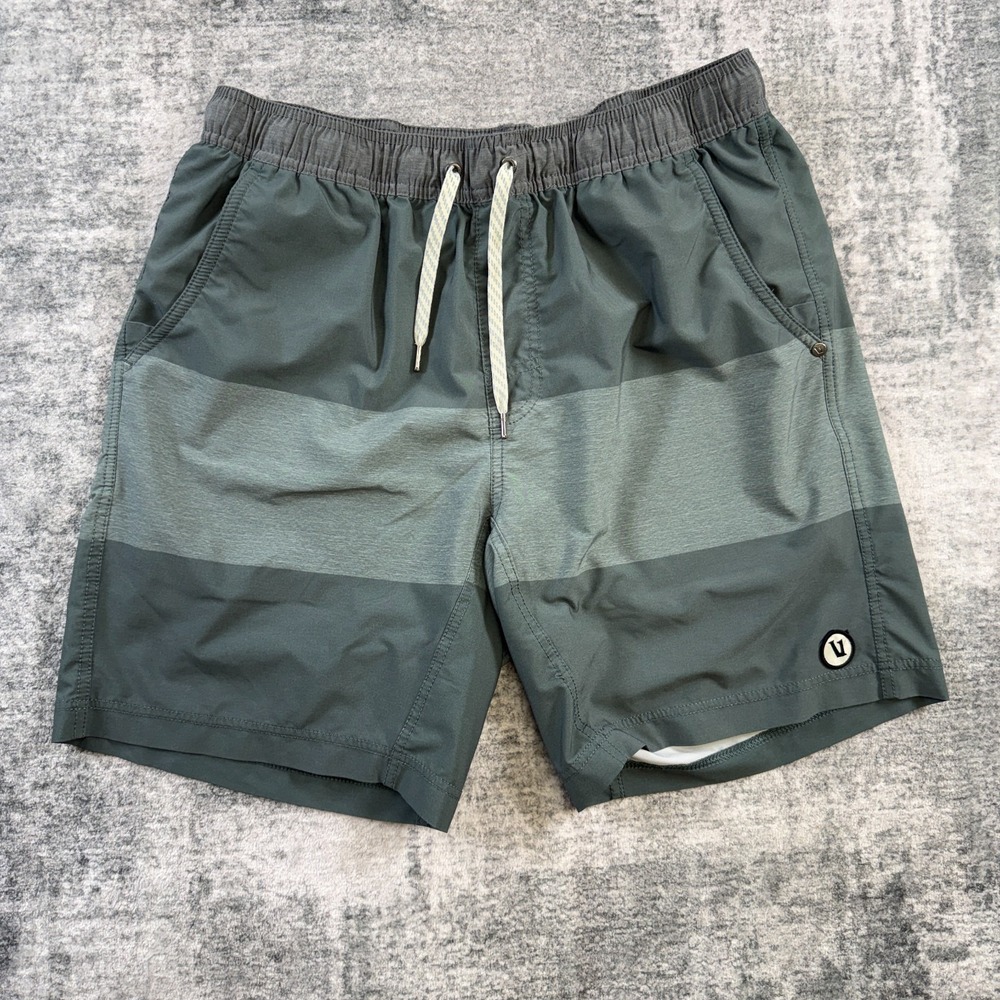 Vuori Kore Shorts Mens Large Green Teal Lined Drawstring Gym Training Active 8"
